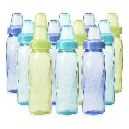 Evenflo Feeding Classic Tinted Plastic and Silicone Baby Bottles  8oz - 12 Pack