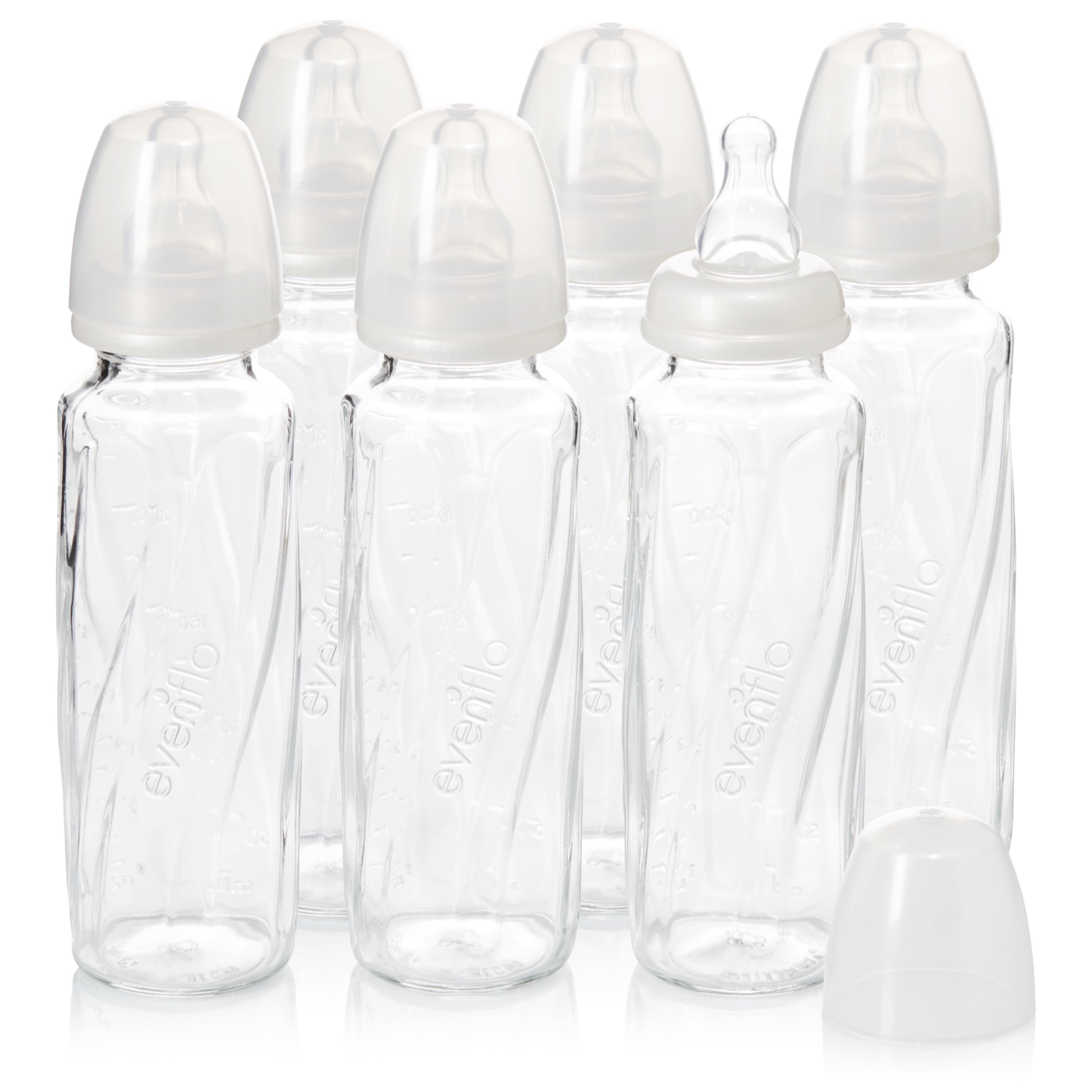 Evenflo Feeding Vented + BPAFree Glass Baby Bottles 8oz, 6ct