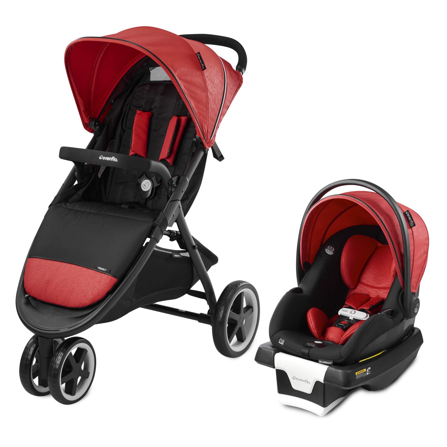 Evenflo Gold SensorSafe Verge3 Travel System Strollers, Red