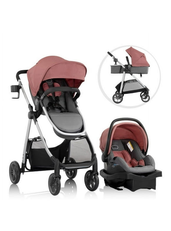 Evenflo Omni Plus Modular Travel System with LiteMax Sport Infant Car Seat, Shasta Pink, Girl