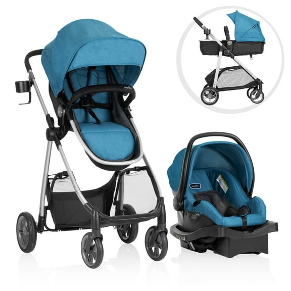 Evenflo Omni Plus Modular Travel System with LiteMax Sport Rear-Facing Infant Car Seat, Tazi Blue, 22lb