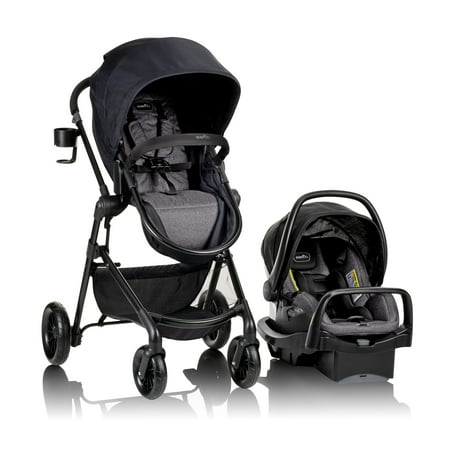 Evenflo Pivot Modular Travel System Stroller with SafeMax Rear-Facing Infant Car Seat, Black
