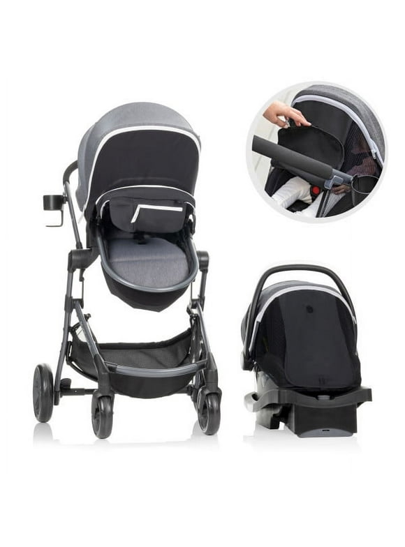 Evenflo Pivot Vizor Travel System with LiteMax Infant Car Seat (Chasse Black), Unisex