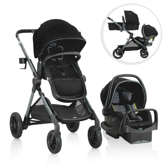 Evenflo Pivot Xpand Travel System with LiteMax Preemie and Infant Car Seat (Ayshire Black)