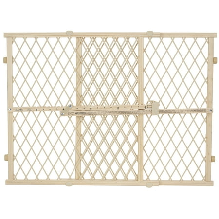 Evenflo Position & Lock Adjustable Wood Baby Gate (Natural Wood), Fits Openings 26 - 42 in. Wide