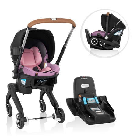 Evenflo Shyft DualRide Infant Car Seat and Stroller Combo w Carryall Storage & Extended Canopy, Opal