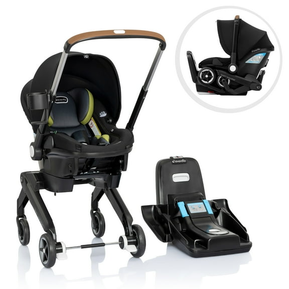 Evenflo Shyft DualRide Preemie and Infant Car Seat Stroller Combo 3-30lbs with Carryall Storage (Durham Green)