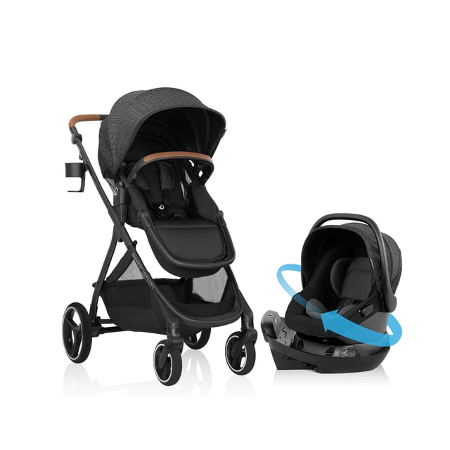 Evenflo Shyft Intuiti Travel System With Revolve180 LiteMax NXT Rotating Infant Car Seat, Black Shale
