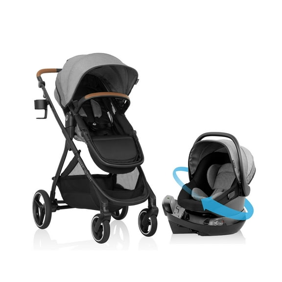 Evenflo Shyft Intuiti Travel System with Revolve180 LiteMax NXT Rotating Infant Car Seat, Fossil Gray