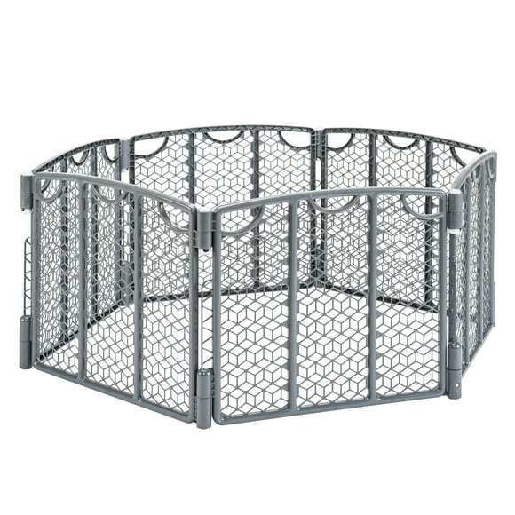 Evenflo Versatile Play Space Adjustable Play Area (Cool Gray), 6-Panel, Indoor & Outdoor Use