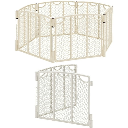 Evenflo Versatile Play Space Gate, Cream & 2-Panel Extension Value Bundle