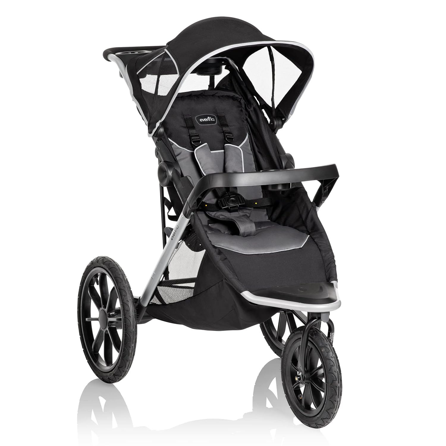 Evenflo Victory Plus Jogger Stroller, Compact, Lightweight, Self-Standing, Ample Storage, Large Tires, Swivel Wheel, Full Coverage Canopy, Multi-Reclining Seat, Compatible With LiteMax Infant Car Seat - image 1 of 11
