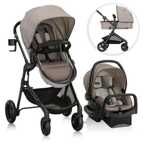Evenflo Pivot Modular Travel System with LiteMax Infant Car Seat, Desert Tan