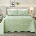 thumbnail image 1 of Evenhug 3 Piece Oversized King Size Quilt Set Lightweight Reversible Bedspread Coverlets for All Seasons, Green, 1 of 5