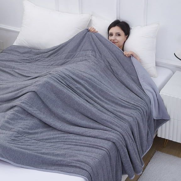 Evenhug Queen Size Cooling Blanket, Reversible Summer Blankets for Hot Sleepers, Gray, 57"*79"