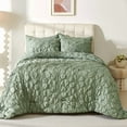 thumbnail image 1 of Evenhug Green Comforter - 7 Pieces Queen Pintuck Comforter Set,Floral Ruched Bedding Set with Comforter,Flat Sheet,Fitted Sheet and Pillow Shams(90"x90"), 1 of 7