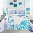 thumbnail image 1 of Evenhug Quilts 3-Piece Queen Bedding Set Light BlueOcean Pattern Quilt Set With Shams, 1 of 7