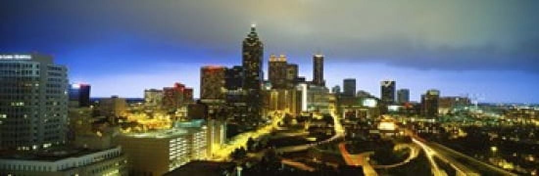 Evening Atlanta GA Canvas Art - Panoramic Images (18 x 6)