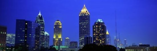 Evening Atlanta Georgia USA Canvas Art - Panoramic Images (36 x 12)
