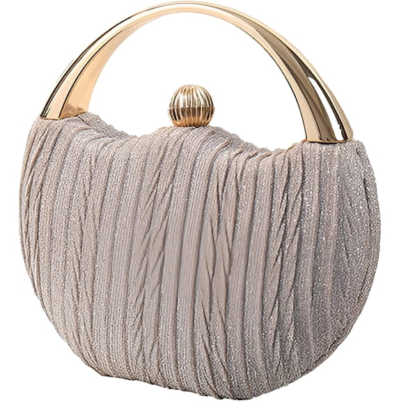Evening Bag Clutch Purses Pleated Round Hard shell Crossbody Handbag with Chain Strap for Women Wedding Party Formal