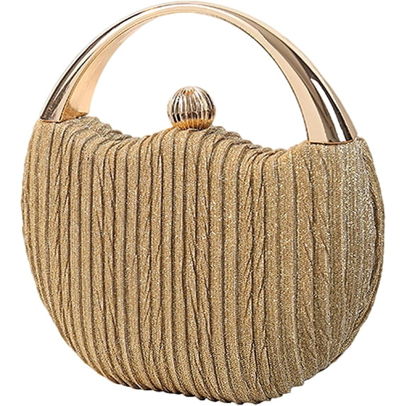 Evening Bag Clutch Purses Pleated Round Hard shell Crossbody Handbag with Chain Strap for Women Wedding Party Formal