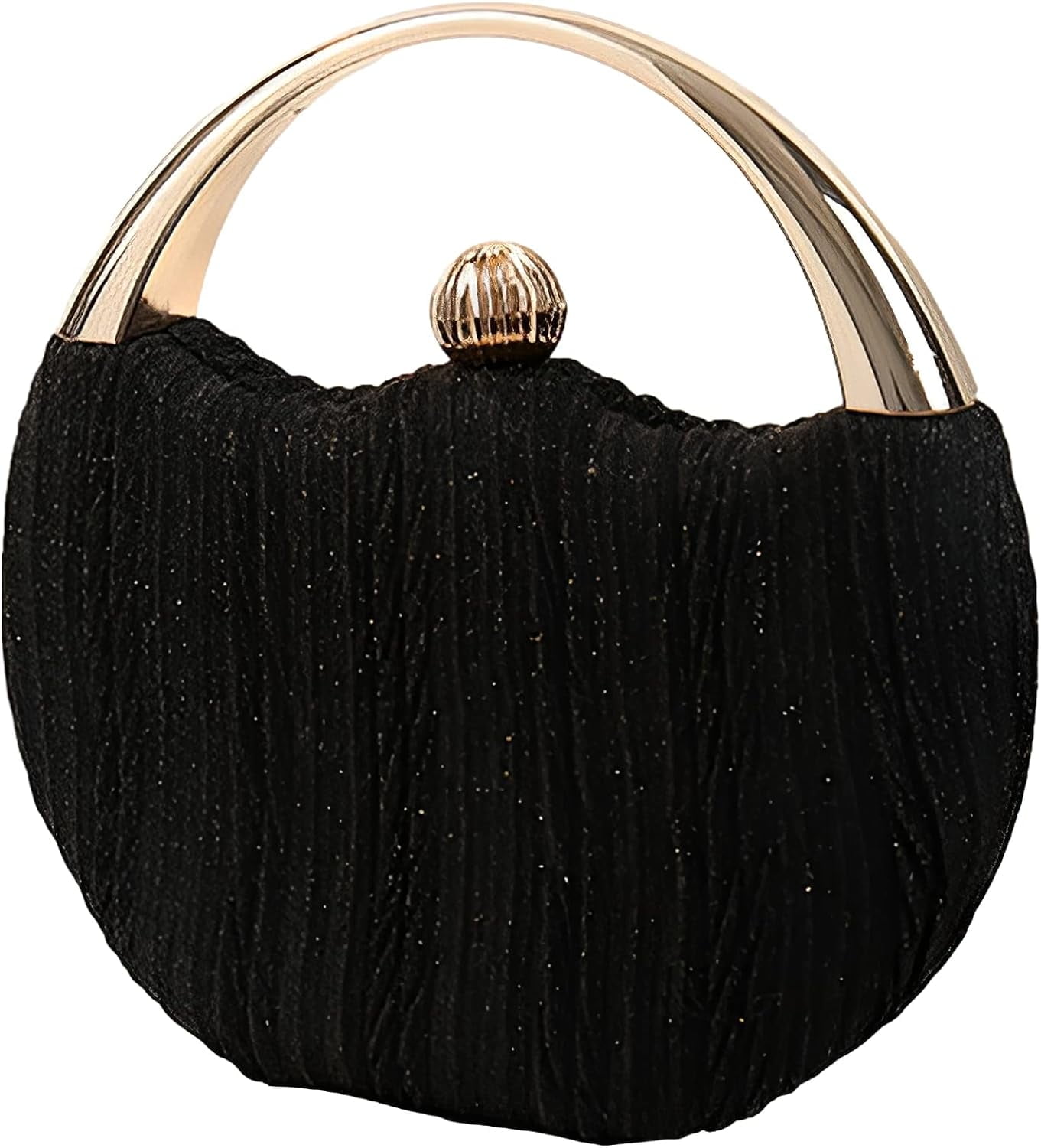 Evening Bag Clutch Purses Pleated Round Hard shell Crossbody Handbag with Chain Strap for Women Wedding Party Formal