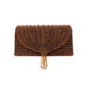 Evening Bag - Vintage-Inspired Bronze Pipe Bead Tassel Envelope Clutch - BG-YW003BZ