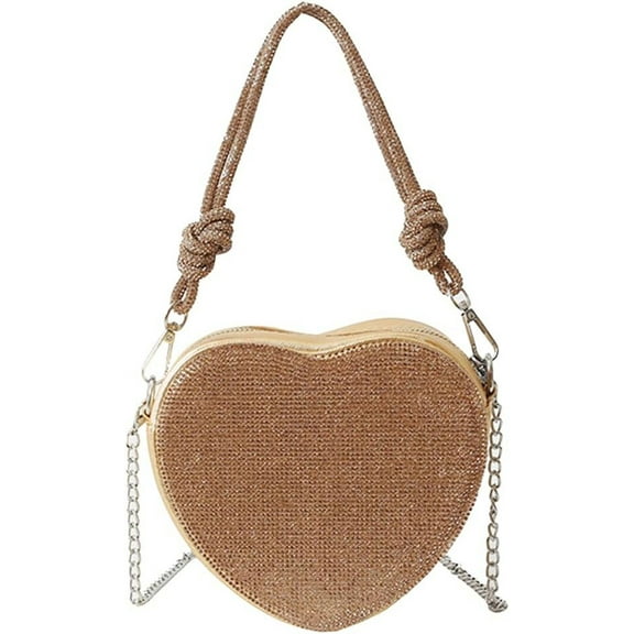 Evening Bag for Women Luxury Heart Shape Clutch Bag Rhinestone Handbag Bridal Wedding Purse Glitter Shoulder Bag