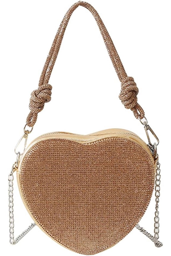 Evening Bag for Women Luxury Heart Shape Clutch Bag Rhinestone Handbag Bridal Wedding Purse Glitter Shoulder Bag