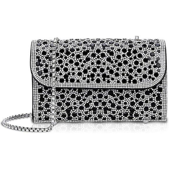 Evening Bag for Women Sparkly Shoulder Bag Rhinestone Clutch Purse with Detachable Chain