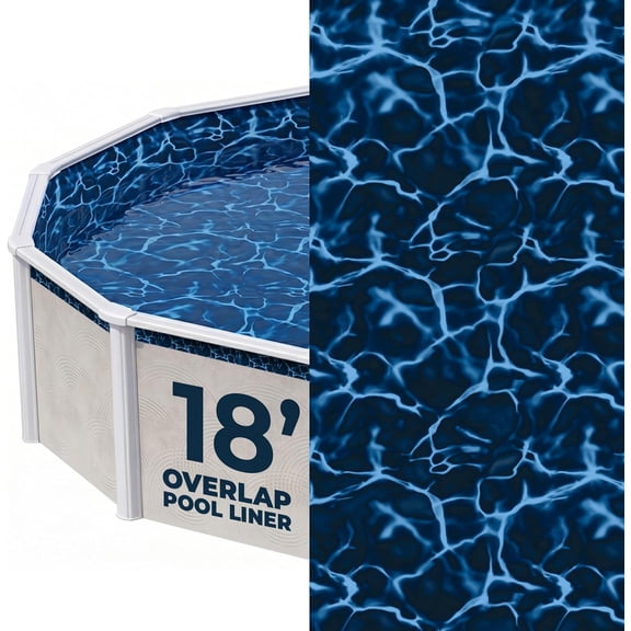 Evening Bay 18-ft Round Overlap Pool Liner for Above-Ground Steel Wall Pools  Weather-Resistant Standard-Gauge Vinyl with Welded Seams for 48/54-In Depth Walls - Dark Blue