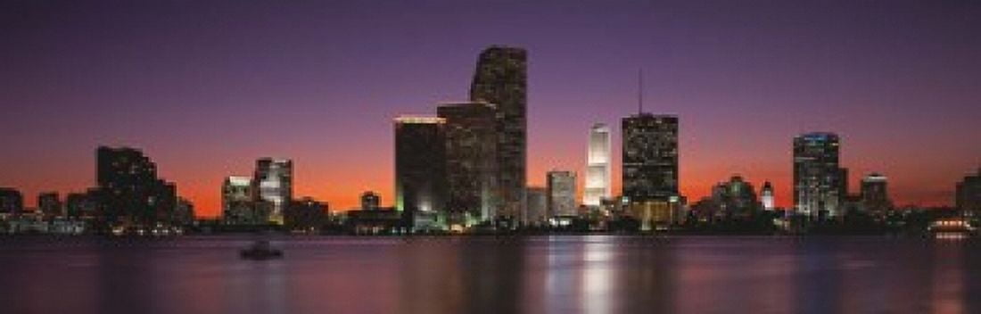 Evening Biscayne Bay Miami FL Canvas Art - Panoramic Images (18 x 6)