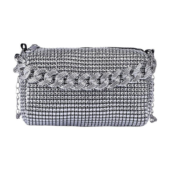 Evening Clutch 6.69x4.33x3.15in PU Compact Bag Silver Black Metallic Accent Adjustable Strap Purse Small Shoulder Bag Formal Crossbody Mini Satchel Lightweight Night Out Essential