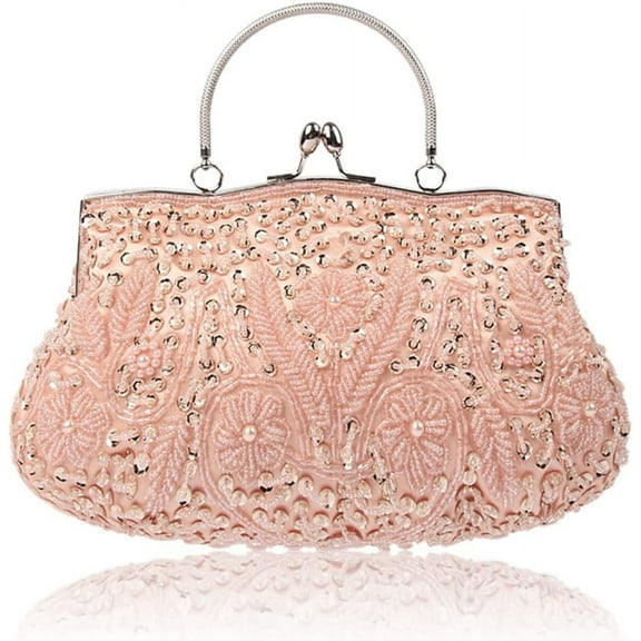 Evening Clutch Bag for Women Vintage Beaded Sequin Handbag Bridal Wedding Purse
