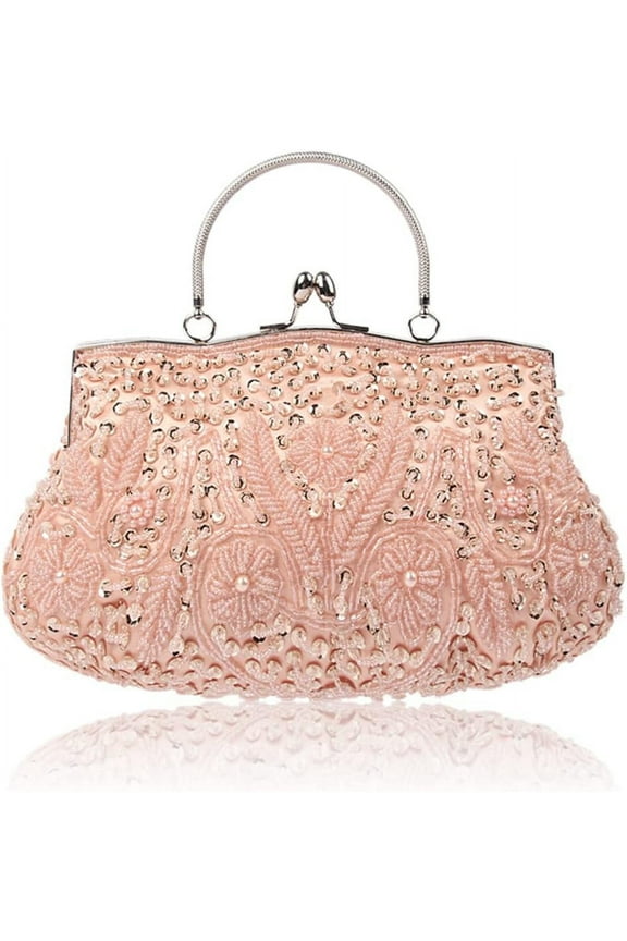 Evening Clutch Bag for Women Vintage Beaded Sequin Handbag Bridal Wedding Purse