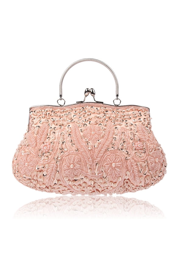 Evening Clutch Purses Christmas Gifts, Aetherz Beaded Evening Clutch Bag Vintage Style Wedding Bride Prom Party Elegant Purse Pink Universal Size