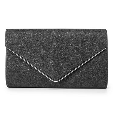 Evening Clutch Purses, Sparkling Envelope Evening Bag with Detachable Chain, Clutch Purses For for Prom Party Wedding Engagement, Black