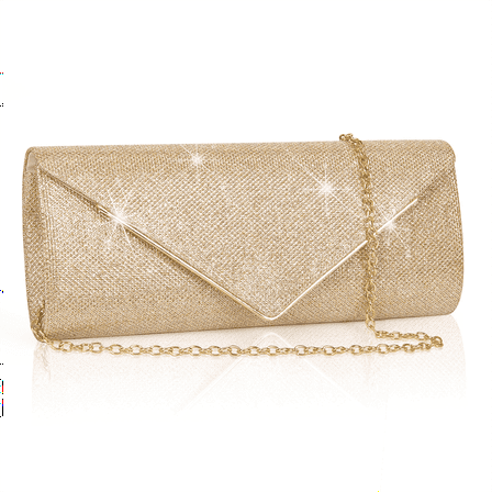Evening Clutch Purses, Sparkling Envelope Evening Bag with Detachable Chain, Clutch Purses For for Prom Party Wedding Engagement, Gold