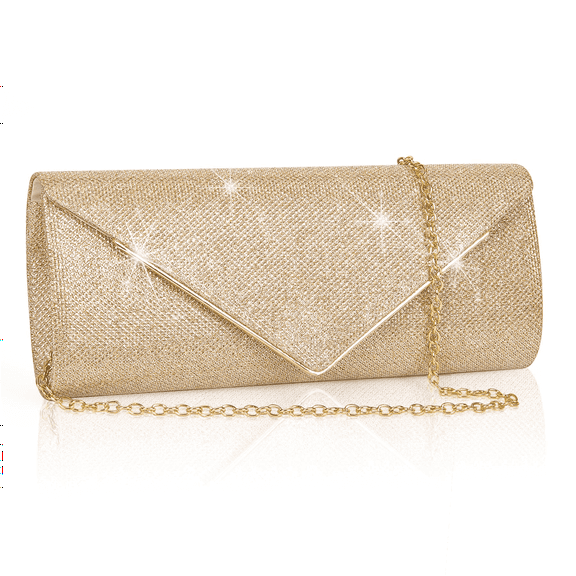 Evening Clutch Purses, Sparkling Envelope Evening Bag with Detachable Chain, Clutch Purses For for Prom Party Wedding Engagement, Gold