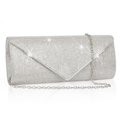 Evening Clutch Purses, Sparkling Envelope Evening Bag with Detachable Chain, Clutch Purses For for Prom Party Wedding Engagement, Silver