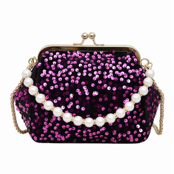 Evening Clutch Purses for Women, Glitter Sequin Crossbody Bag, Elegant Evening Handbag with Pearl for Wedding, Prom