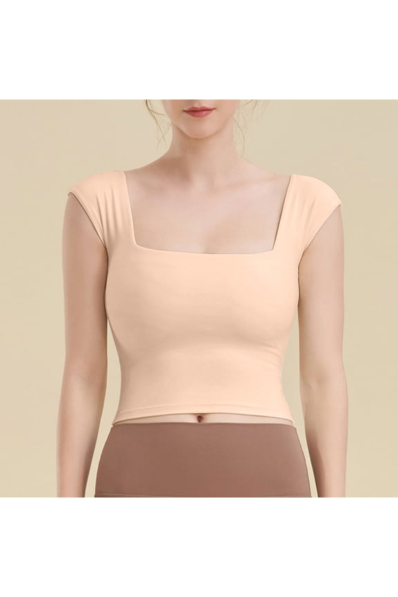 Evening Dress Style Sports Bra Square Neck Sports Bra Tight Yoga Vest Women's Sports Short Sleeve Yoga Dress Tops plus Size Pack Lace Tops Womens Camisole Lace Lacy Top Lace Crop Top Layering plus