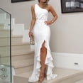 thumbnail image 1 of Evening Dress Women's Plus Size Long Dress Elegant One Shoulder Slim Ruffle Party cocktail Prom Gown, 1 of 4