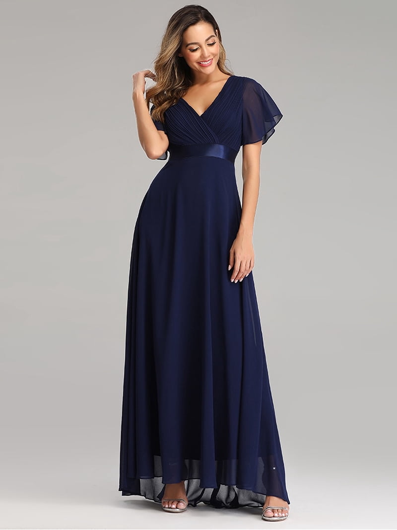 Evening Dresses Elegant V-Neck Ruffles Chiffon Formal Evening Gown Robe  Vestidos De Fiesta Dress for Wedding Party - Walmart.com