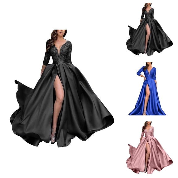 Evening Dresses for Women Holiday Party Dresses for Women Dress Evening Party Five-Point Ruched Dress Bronzing Big Party Robe Skinny Clubwear Dress Elegant Casual Fashion Dress