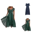 thumbnail image 1 of Evening Dresses for Women Holiday Dresses for Women Chiffon V Neck Splicing Lace Hollow Female Long Dress Bridesmaid Evening Dresses, 1 of 6