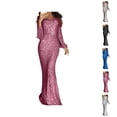 thumbnail image 1 of Evening Dresses for Women Holiday Party Dresses for Women Elegant Long Sleeve Evening Gown With Fringe Detail for Fall Winter formal Dinner Party and, 1 of 5