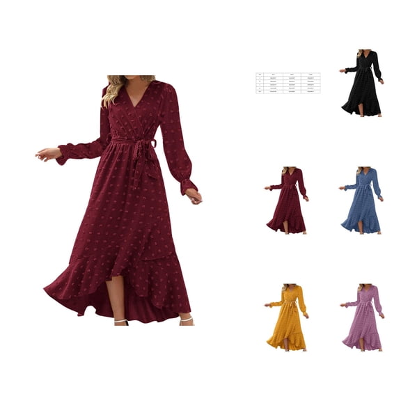 Evening Dresses for Women Midi Dresses for Women Fashion Boho Maxi Dress V Neck Long Sleeve Flowy Slit Wedding Party Dresses