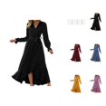 thumbnail image 1 of Evening Dresses for Women Midi Dresses for Women Fashion Boho Maxi Dress V Neck Long Sleeve Flowy Slit Wedding Party Dresses, 1 of 5