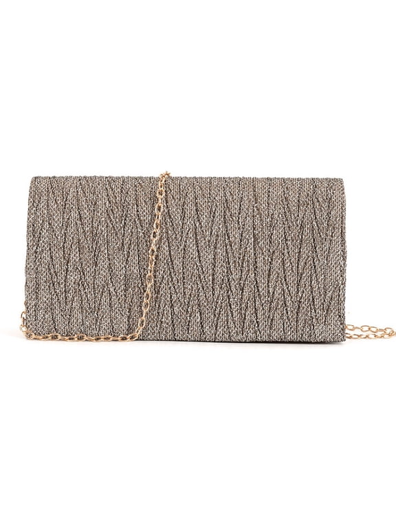 Evening Formal Purses for Women Shiny Clutch Glitter Handbags with Chain Envelope Purses for Wedding Party